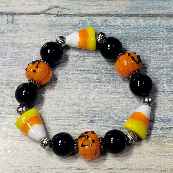 Colorful Halloween Candy Corn Kids Bracelet - Picture 3 of 7